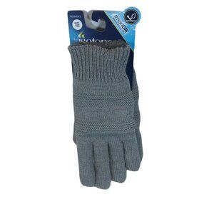 Isotoner Womens One Size Gloves Knit SmartDRI Fleece Lining Gray New With Tags